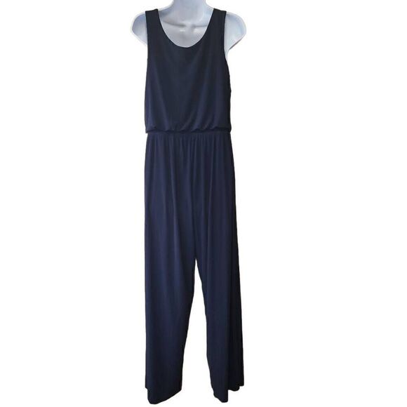 Emma & Michele Size M Navy Sleeveless Jumpsuit S4 - Picture 3 of 8